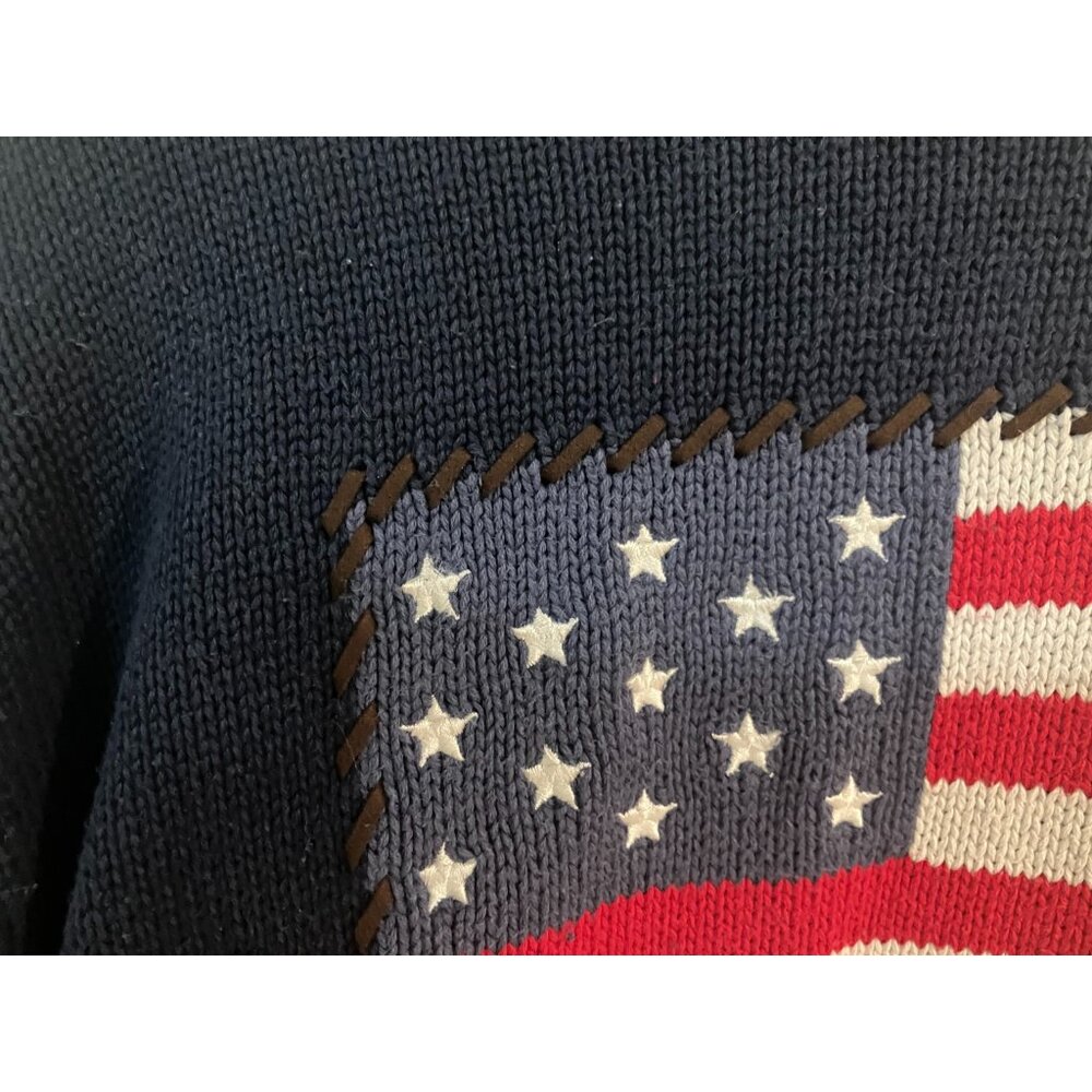 Liz Claiborne Liz&Co Petite Navy Cotton Flag Sweater Size Small - Picture 6 of 11